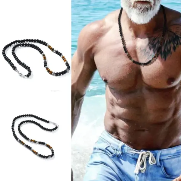 Volcanic Rock Black Matte Ethnic Style Necklace